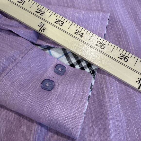 Bespoke Button Front Lavender Purple Contrast Plaid Flip Cuff Size XXL - Picture 13 of 14